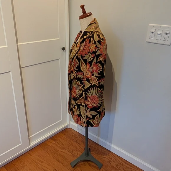 Painted Pony Uniquely USA Size S Tapestry Open Blazer Jacket Floral Cotton Blend - Picture 4 of 6